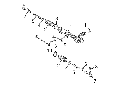 2006 Lincoln Town Car Steering Column & Wheel, Steering Gear & Linkage Inner Tie Rod Diagram for 8W7Z-3280-A