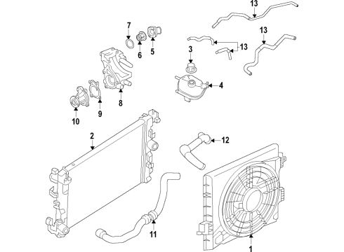 2021 Nissan Versa Cooling System, Radiator, Water Pump, Cooling Fan Hose-Water Diagram for 14056-5RF1B