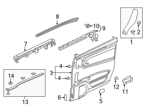 2021 Honda Odyssey Sliding Door Switch Assembly, Rear Power Window Diagram for 35780-THR-A02