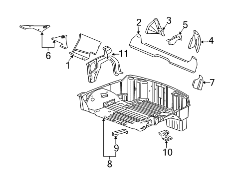 2012 Chevrolet Corvette Rear Body Panel, Floor & Rails Front Panel Diagram for 89025168