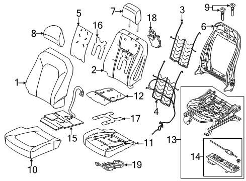 2020 Ford F-150 Front Seat Components Seat Cushion Pad Diagram for JL3Z-1564811-C