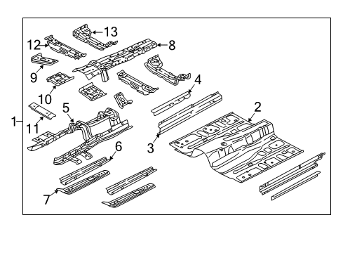 2020 Genesis G80 Floor & Rails Panel-Center Floor Side Inner Front Assembly Diagram for 65230-B1000
