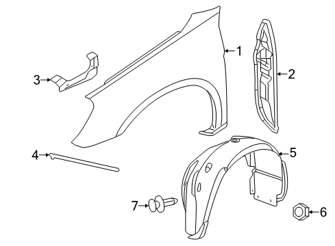 2010 Chrysler Sebring Fender & Components Bracket-Fender Mounting Front Diagram for 4673848AA