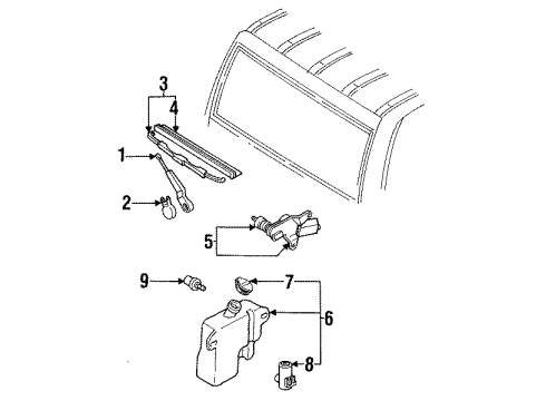 1999 Isuzu Trooper Wiper & Washer Components Rear Wiper Blade Assembly Diagram for 8-97121-982-0