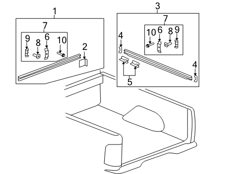 2007 GMC Sierra 1500 Box Rails Mount Kit Nut Diagram for 15793832