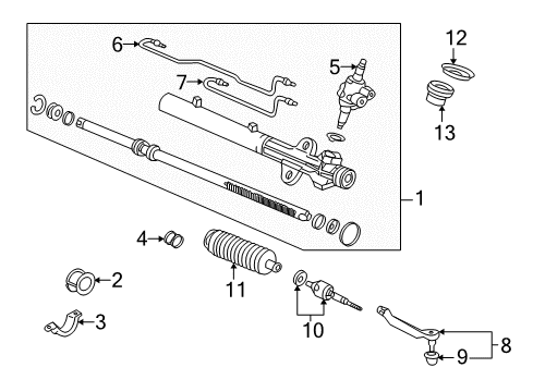 2001 Honda Accord P/S Pump & Hoses, Steering Gear & Linkage Rack, Power Steering Diagram for 53601-S87-A02