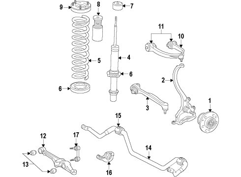 2015 Chrysler 300 Front Suspension Components, Lower Control Arm, Upper Control Arm, Ride Control, Stabilizer Bar *Shock-Suspension Diagram for 5181540AE