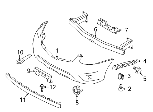 2014 Nissan Rogue Select Bumper & Components, Spoiler Bracket - Licence Plate Diagram for 96210-1VK0A