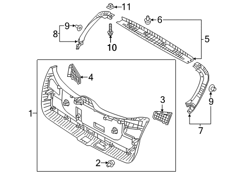 2020 Kia Niro EV Interior Trim - Lift Gate Cover-Tail Gate Rear Lamp Diagram for 81787G5000WK