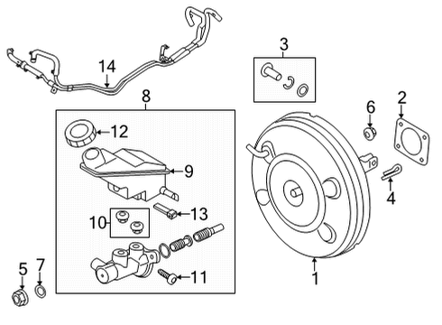 2022 Hyundai Santa Fe Dash Panel Components BOOSTER ASSY-BRAKE Diagram for 59110-R5500