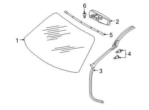 2007 Chrysler PT Cruiser Windshield Glass WEATHERSTRIP-Header And A Pillar Diagram for 5067158AF