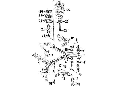 1997 Oldsmobile Aurora Front Suspension Components, Lower Control Arm, Stabilizer Bar Front Springs Diagram for 22197216