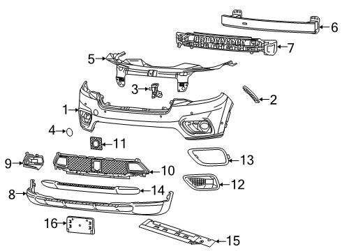 2020 Jeep Cherokee Front Bumper Air Duct Right Diagram for 68288338AB