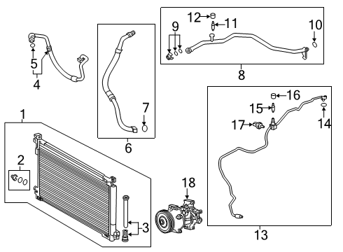 2020 Toyota Corolla A/C Condenser, Compressor & Lines Suction Hose Diagram for 88704-02C70