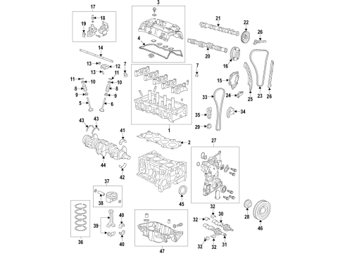 2018 Honda Accord Engine Parts, Mounts, Cylinder Head & Valves, Camshaft & Timing, Variable Valve Timing, Oil Pan, Balance Shafts, Crankshaft & Bearings, Pistons, Rings & Bearings Piston Set Diagram for 13010-6C1-A00