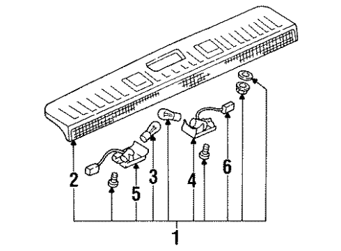 1990 Nissan Pulsar NX Bulbs Lamp Assembly-Stop Diagram for B6590-84M00