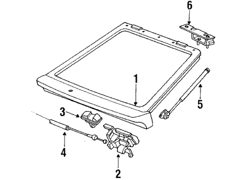 1988 Honda Accord Lift Gate Seal, Tailgate Diagram for 74440-SE0-004