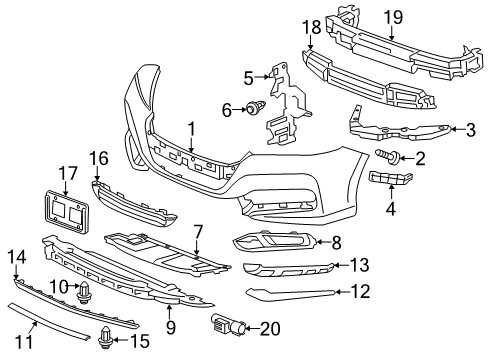 2014 Honda Accord Automatic Temperature Controls Molding, R. FR. Bumper Diagram for 71114-T3V-A01