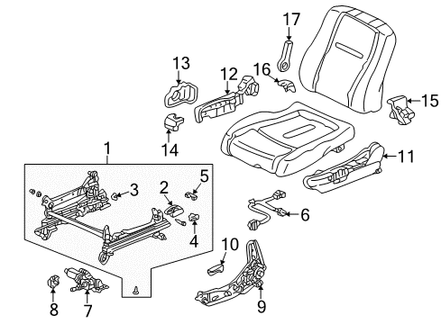2001 Honda Accord Tracks & Components Knob, L. Reclining *YR169L* (MILD BEIGE) Diagram for 81631-S0X-A00ZC