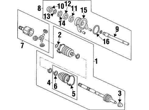 1996 Acura TL Drive Axles - Front Driveshaft Set, Passenger Side Diagram for 44010-SZ5-A51