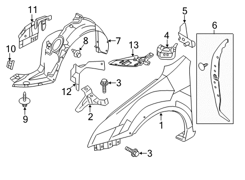 2011 Lincoln MKZ Fender & Components Fender Liner Diagram for AH6Z-16103-A