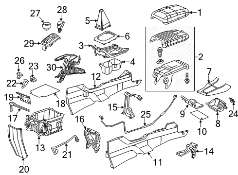 2013 Honda Civic Parking Brake Panel Assy., Cup Holder *NH167L* (GRAPHITE BLACK) Diagram for 77236-TR6-C01ZA