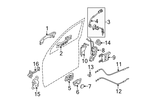 2009 Hyundai Tucson Front Door Latch & ACTUATOR Assembly-Front Door O Diagram for 81310-2E020