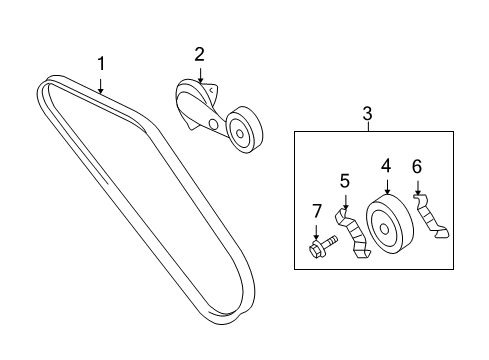 2009 Hyundai Tucson Belts & Pulleys V-Belt Diagram for 97713-2E000