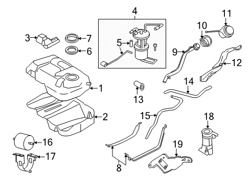 2008 Mercury Mariner Fuel Supply Filler Pipe Diagram for 8L8Z-9034-D