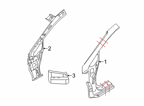 2014 Kia Forte5 Hinge Pillar EXTENTION Assembly-COWL Diagram for 71238A7000