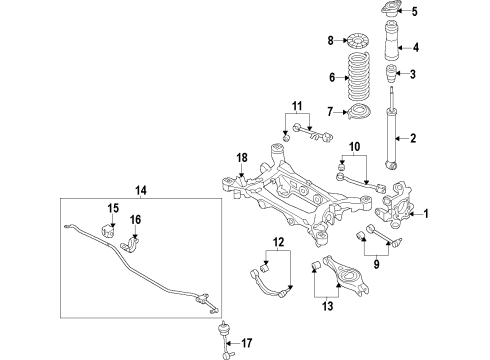 2011 Hyundai Genesis Rear Suspension Components, Lower Control Arm, Upper Control Arm, Stabilizer Bar Rear Shock Absorber Assembly Diagram for 55311-3M801