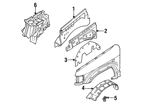 1994 Isuzu Trooper Structural Components & Rails Cover Mud Fender Ski Diagram for 8-97233-871-0