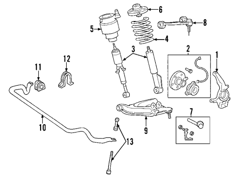 2006 Ford Expedition Front Suspension Components, Lower Control Arm, Upper Control Arm, Stabilizer Bar Strut Diagram for 6L7Z-18124-BD