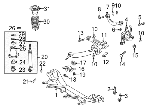 2001 Toyota Celica Rear Suspension Components, Lower Control Arm, Upper Control Arm, Stabilizer Bar Plate, Rear Suspension Toe Adjust, NO.2 Diagram for 48452-32040