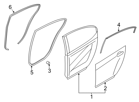 2014 Kia Cadenza Rear Door WEATHERSTRIP-Rear Door Body Side Diagram for 831103R000