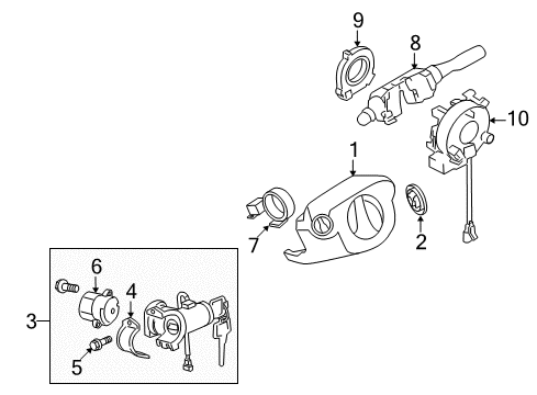 2010 Nissan Cube Switches Key Set Diagram for 99810-1FC1B