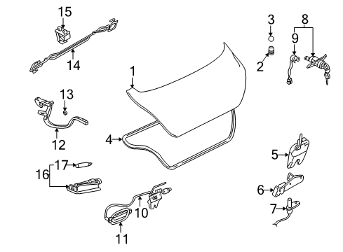 2002 Hyundai Elantra Trunk Hinge Assembly-Trunk Lid, RH Diagram for 79220-2D000