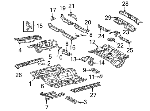 2005 Scion tC Pillars, Rocker & Floor - Floor & Rails Front Crossmember Plate Diagram for 57475-20070