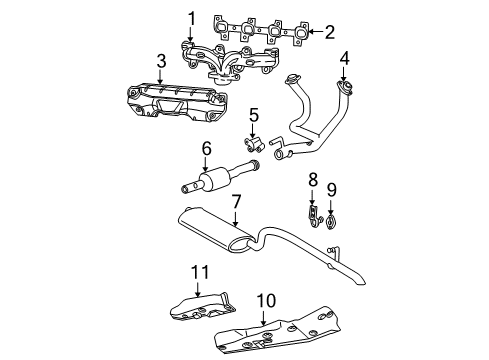 1999 Jeep Grand Cherokee Exhaust Manifold Exhaust Pipe Diagram for 52101092AB