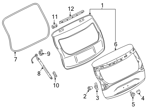 2019 Nissan Murano Lift Gate Bracket-Bumper Rubber Diagram for 90529-5AA0A