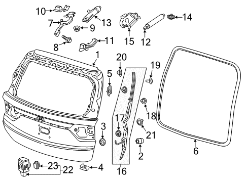 2018 Honda Odyssey Lift Gate Cover Assy., R. Tailgate Spring Diagram for 74985-THR-A00