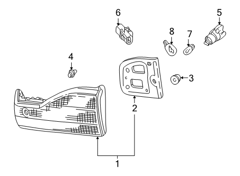 2001 Honda Accord Tail Lamps Lamp Unit, L. Lid Diagram for 34156-S84-A11