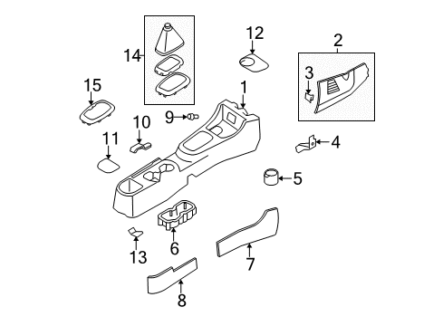 2007 Hyundai Accent Center Console Bracket Assembly-Console Mounting Diagram for 84670-1E000
