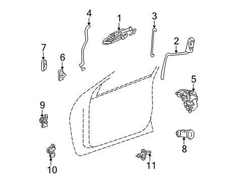 2002 Dodge Intrepid Front Door - Lock & Hardware Kit-Door Handle Diagram for 5102865AA