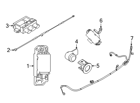 2019 Nissan Rogue Electrical Components - Rear Bumper Cover Diagram for 28533-7FL1B