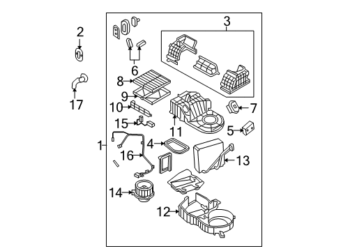 2009 Kia Sorento Air Conditioner Case-EVAPORATOR & Blower Upper Diagram for 976043E260