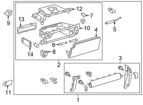 2014 Toyota 4Runner Glove Box Finish Panel Diagram for 55470-35010-C0