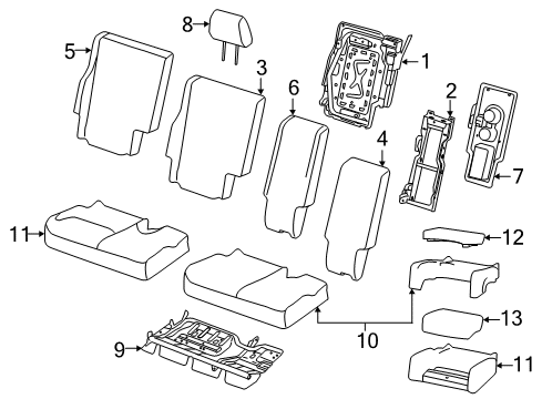 2018 Dodge Journey Rear Seat Components Seat Cushion Foam Diagram for 68042256AA