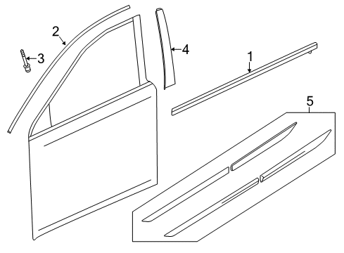 2014 Acura RLX Exterior Trim - Front Door Molding Assembly, Right Front Door Diagram for 72410-TY2-A01