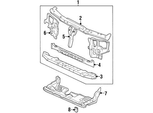 1994 Honda Prelude Radiator Support Panel Set, Right Front Bulkhead Diagram for 04601-SS0-300ZZ